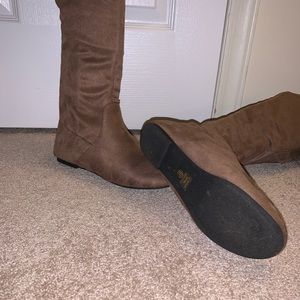 Brown knee high boots